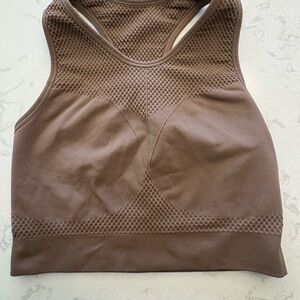 Seamless Textured Racerback Sports Bra - Brown - Kira Grace